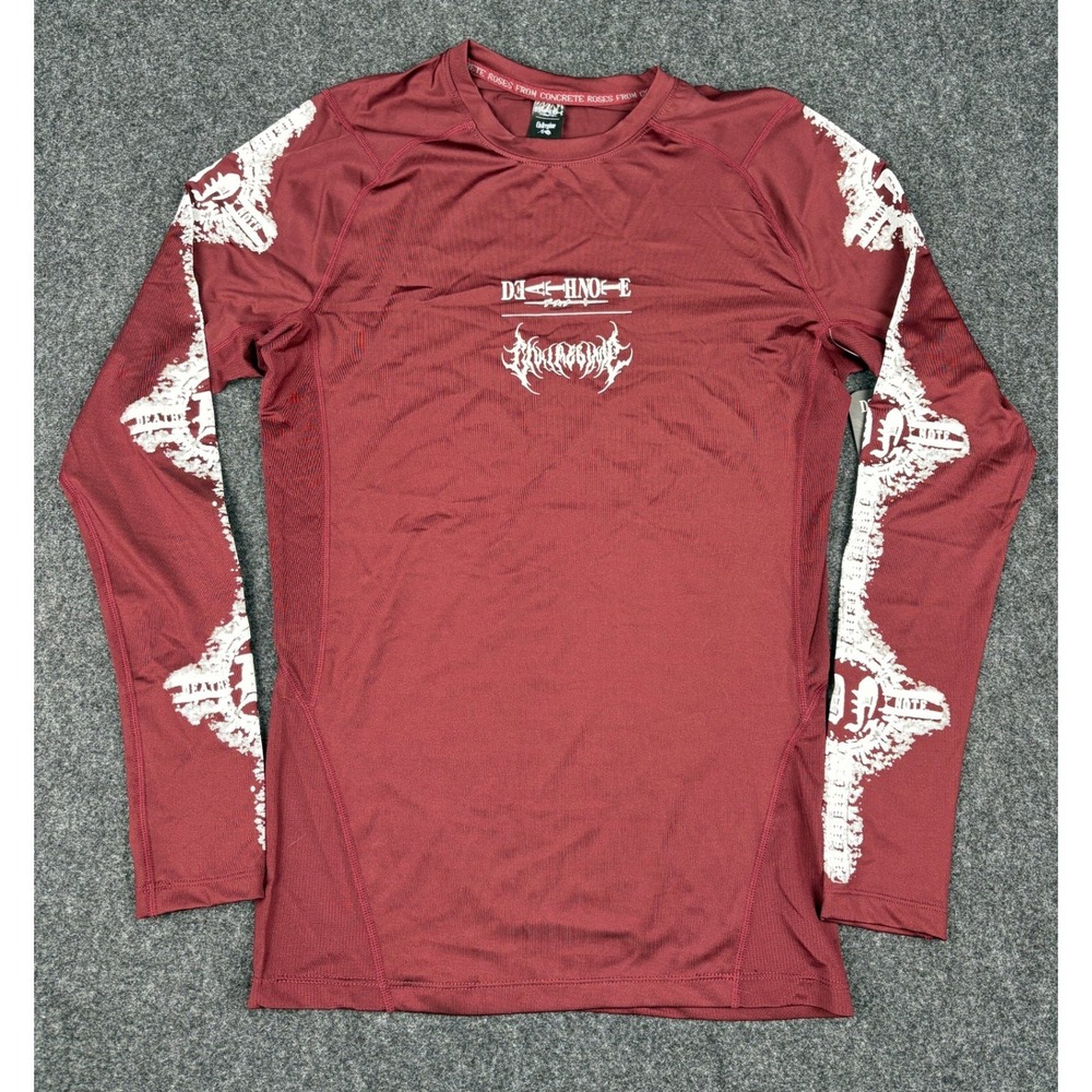 Civil Regime x Death Note Rash Guard Mens Medium‎ Maroon Long Sleeve Anime Shirt
